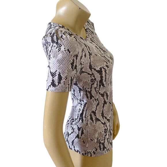 EXPRESS Womens Size XS Short Sleeve Snake Animal Print Polyester Blend Shirt - Picture 4 of 9
